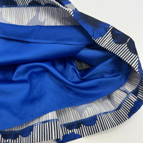 Belle Badgley Mischka Striped Floral Blue Dress Strapless Cocktail Party Size 8 - Picture 16 of 16